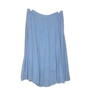 Zac & Rachel Skirt Size L Blue Crinkle Lined Elastic Waist Pleats Boho Flowy